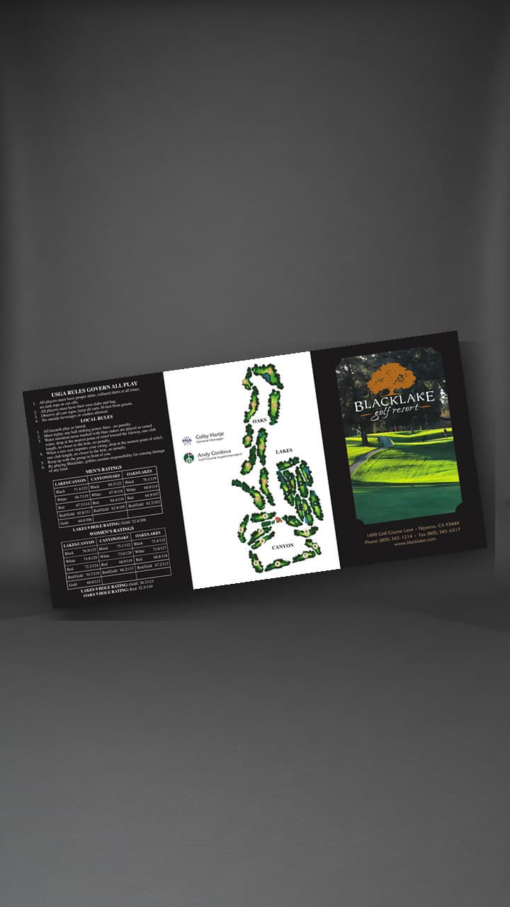Blacklake Golf Resort custom scorecard