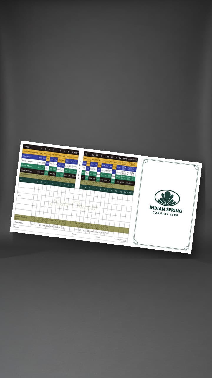 Indian Spring Country Club custom scorecard