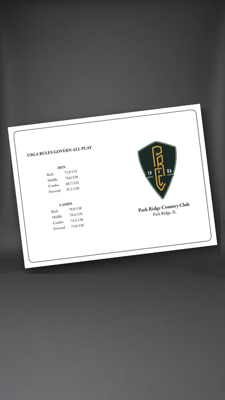 Park Ridge Country Club custom scorecard