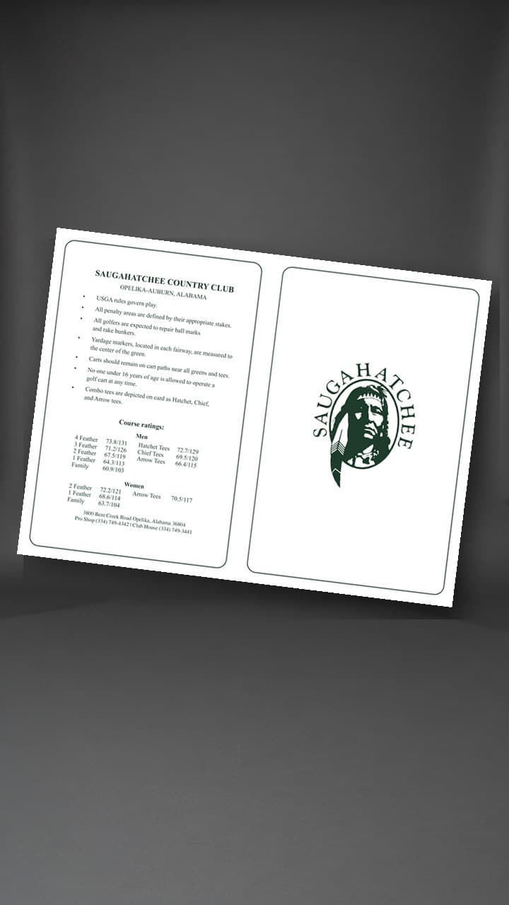 Saugahatchee Country Club custom scorecard