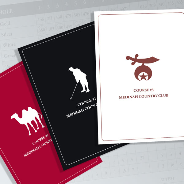 Three custom scorecards for Medinah Country Club